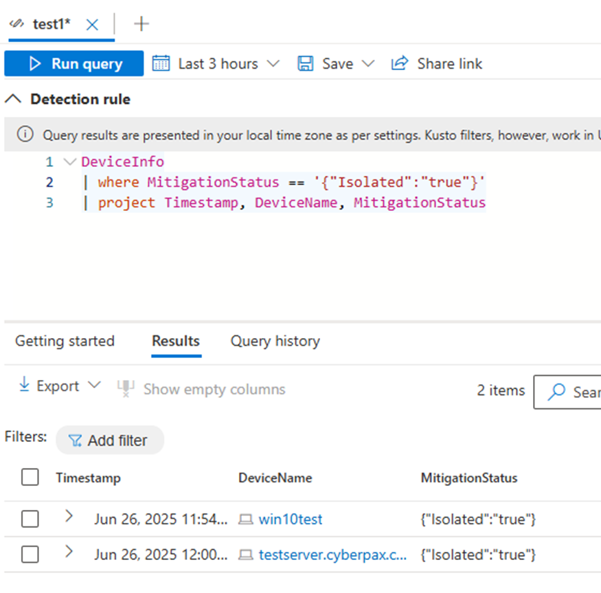 KQL Query for Isolation